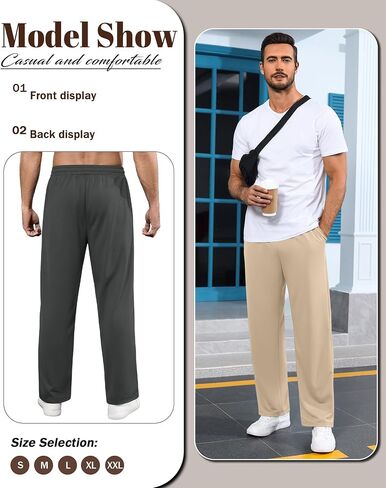 Neer 3 Pack Men's Drawstring Sweatpants Open Bottom Joggers Workout Athletic Tall Lounge Pants Wide Leg with Pockets in Saudi Arabia