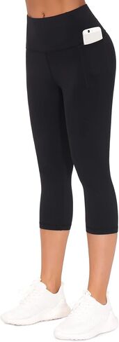 THE GYM PEOPLE Tummy Control Workout Capris Leggings with Pockets High Waist Athletic Yoga Pants for Women Running Hiking in Saudi Arabia