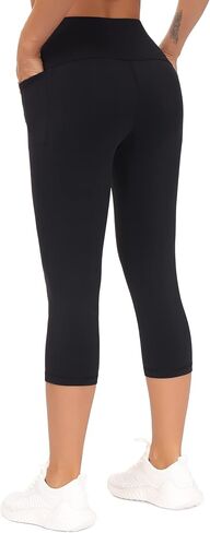 THE GYM PEOPLE Tummy Control Workout Capris Leggings with Pockets High Waist Athletic Yoga Pants for Women Running Hiking in Saudi Arabia