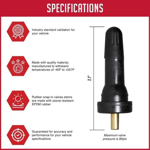 Wheel Accessories Parts PDQ Brand TPMS 12 PC OEM Sensor Service Kit Rubber Valve Stems Short Compatible with Schrader 20008 Fits GM 2006+ Ford 2009+ Subaru 2004+ Chrysler 2005+ Dodge 2005+ Jeep 2005+ in Kuwait