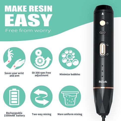 Upgraded Resin Mixer, Handheld Rechargeable Mixer with Minimizing Bubbles,Epoxy Resin Mixer for Resin, Silicone Mixing, Resin Molds, DIY Crafts (Included 4 pcs Paddles) (Blue) in Saudi Arabia