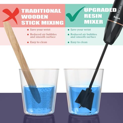Upgraded Resin Mixer, Handheld Rechargeable Mixer with Minimizing Bubbles,Epoxy Resin Mixer for Resin, Silicone Mixing, Resin Molds, DIY Crafts (Included 4 pcs Paddles) (Blue) in Saudi Arabia