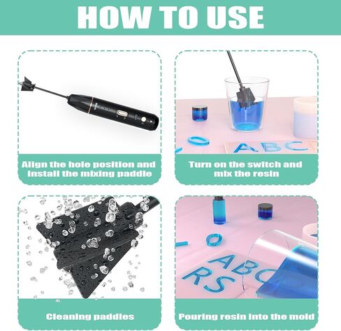 Upgraded Resin Mixer, Handheld Rechargeable Mixer with Minimizing Bubbles,Epoxy Resin Mixer for Resin, Silicone Mixing, Resin Molds, DIY Crafts (Included 4 pcs Paddles) (Blue) in Saudi Arabia