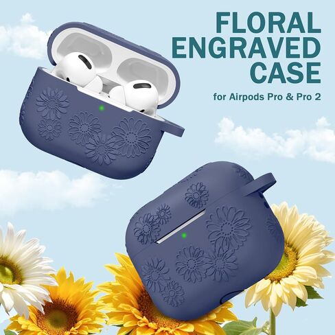 Lerobo for AirPods Pro 2 Case ، Floral Cleats Soft Silicone Cover Cover Cover Cover Cover With Cleaning Kit & Keychain متوافقة مع علبة Apple Airpod Pro للنساء ، الوردي in Saudi Arabia