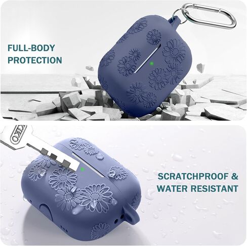 Lerobo for AirPods Pro 2 Case ، Floral Cleats Soft Silicone Cover Cover Cover Cover Cover With Cleaning Kit & Keychain متوافقة مع علبة Apple Airpod Pro للنساء ، الوردي in Saudi Arabia