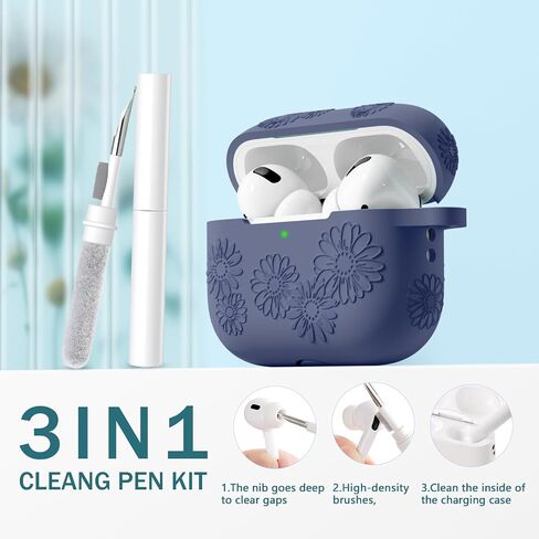 Lerobo for AirPods Pro 2 Case ، Floral Cleats Soft Silicone Cover Cover Cover Cover Cover With Cleaning Kit & Keychain متوافقة مع علبة Apple Airpod Pro للنساء ، الوردي in Saudi Arabia