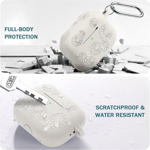 Lerobo for AirPods Pro 2 Case ، Floral Cleats Soft Silicone Cover Cover Cover Cover Cover With Cleaning Kit & Keychain متوافقة مع علبة Apple Airpod Pro للنساء ، الوردي in Kuwait