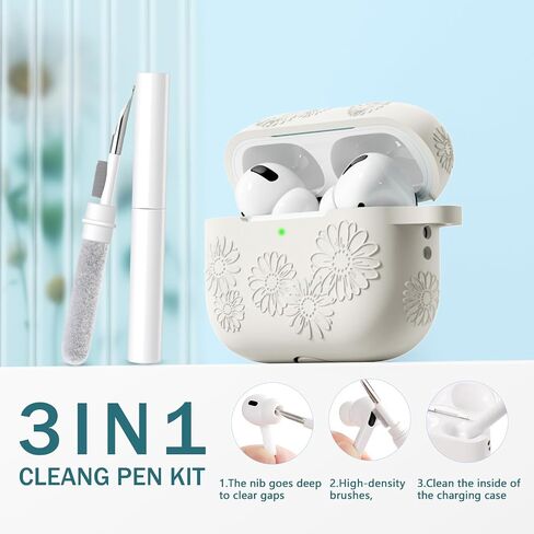 Lerobo for AirPods Pro 2 Case ، Floral Cleats Soft Silicone Cover Cover Cover Cover Cover With Cleaning Kit & Keychain متوافقة مع علبة Apple Airpod Pro للنساء ، الوردي in Kuwait