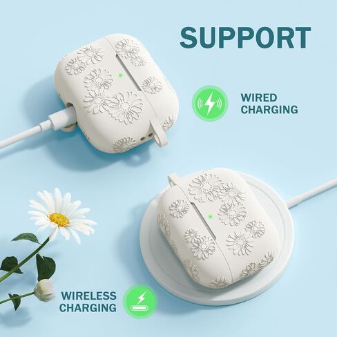 Lerobo for AirPods Pro 2 Case ، Floral Cleats Soft Silicone Cover Cover Cover Cover Cover With Cleaning Kit & Keychain متوافقة مع علبة Apple Airpod Pro للنساء ، الوردي in Kuwait