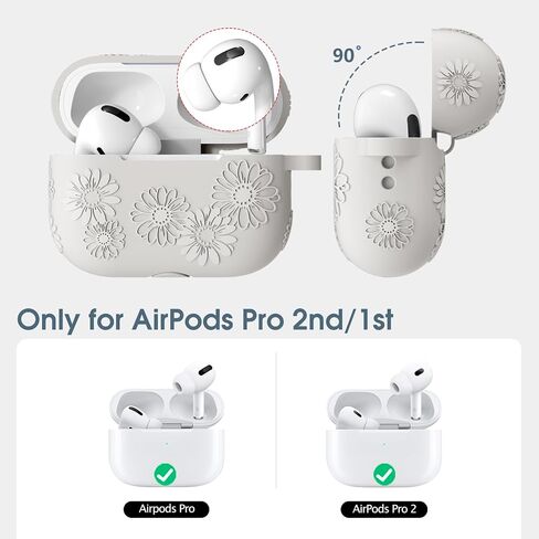 Lerobo for AirPods Pro 2 Case ، Floral Cleats Soft Silicone Cover Cover Cover Cover Cover With Cleaning Kit & Keychain متوافقة مع علبة Apple Airpod Pro للنساء ، الوردي in Kuwait