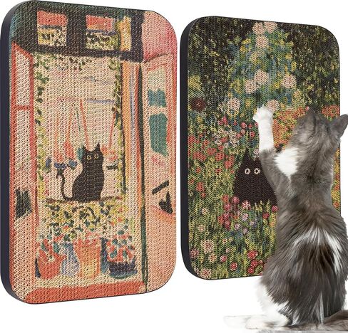 3 Packs Art Wall-Mountable Cat Scratching Board with Box, Cat Wall Scratcher, Cat Scratch Pad, Cardboard Cat Scratcher for Indoor Cats Toy (Series1) in Saudi Arabia
