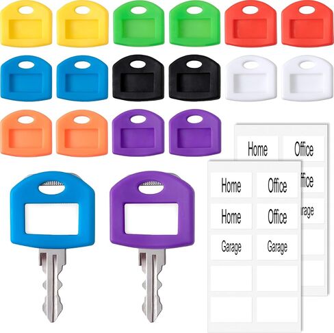 8pcs Key Cap Tags, PVC Plastic Regular House Key Cap Covers, Colorful Keyrings Identifiers Accessories with Blank & Printed Labels for Men & Women- 8 Colors in Saudi Arabia