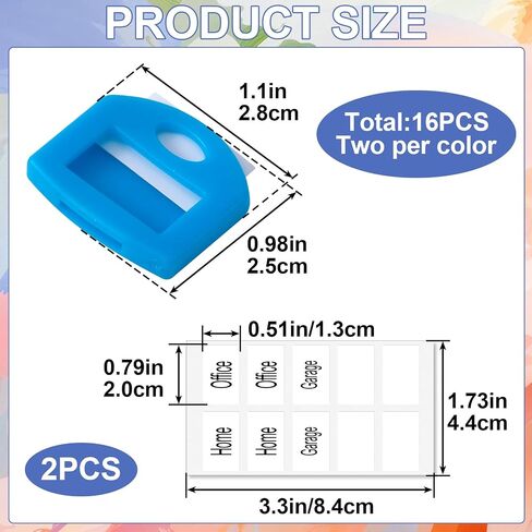 8pcs Key Cap Tags, PVC Plastic Regular House Key Cap Covers, Colorful Keyrings Identifiers Accessories with Blank & Printed Labels for Men & Women- 8 Colors in Saudi Arabia