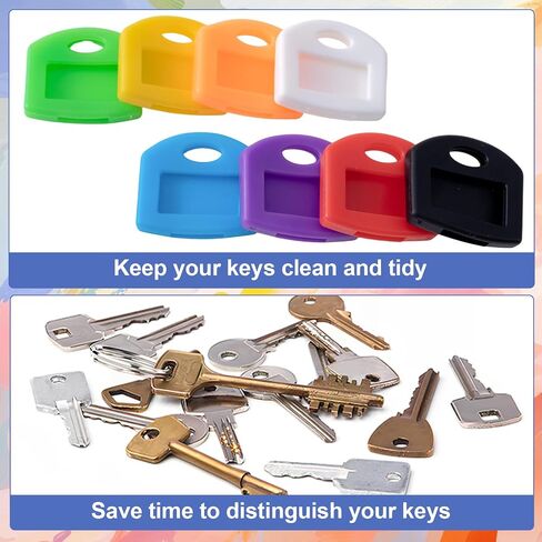 8pcs Key Cap Tags, PVC Plastic Regular House Key Cap Covers, Colorful Keyrings Identifiers Accessories with Blank & Printed Labels for Men & Women- 8 Colors in Saudi Arabia