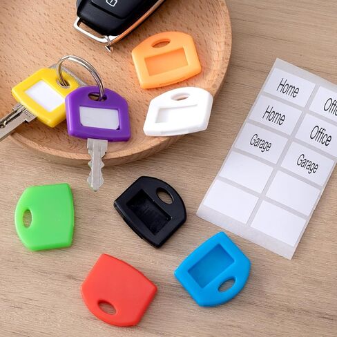 8pcs Key Cap Tags, PVC Plastic Regular House Key Cap Covers, Colorful Keyrings Identifiers Accessories with Blank & Printed Labels for Men & Women- 8 Colors in Saudi Arabia