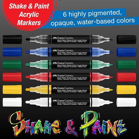 Faber-Castell Shake & Paint Markers: Neon - 4 Count Dual Tip Acrylic Paint Pens - Art Markers for Fabric Painting, Drawing & Art Supplies, Graffiti Markers in Saudi Arabia