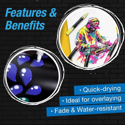 Faber-Castell Shake & Paint Markers: Neon - 4 Count Dual Tip Acrylic Paint Pens - Art Markers for Fabric Painting, Drawing & Art Supplies, Graffiti Markers in Saudi Arabia