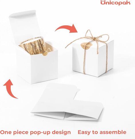 UnicoPak 10 Pack 4x4x4 Small Gift Boxes, White Gift Boxes with Lids for Presents, Elegant Treat Boxes for Birthday Party Wedding Holiday Christmas in Saudi Arabia