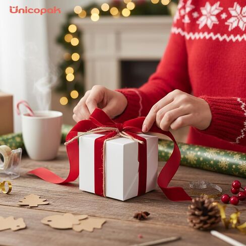 UnicoPak 10 Pack 4x4x4 Small Gift Boxes, White Gift Boxes with Lids for Presents, Elegant Treat Boxes for Birthday Party Wedding Holiday Christmas in Saudi Arabia