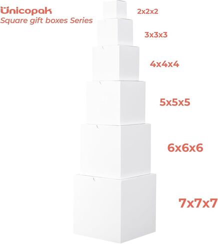 UnicoPak 10 Pack 4x4x4 Small Gift Boxes, White Gift Boxes with Lids for Presents, Elegant Treat Boxes for Birthday Party Wedding Holiday Christmas in Saudi Arabia