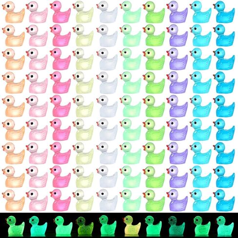 120 Pcs Mini Ducks Glitter Resin Ducks Tiny Ducks Mini Resin Animals Figures to Hide for Fairy Garden Accessories Micro Landscape Aquarium Ornaments Kit Dollhouse Decor Crafts in Kuwait