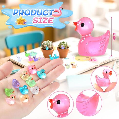 120 Pcs Mini Ducks Glitter Resin Ducks Tiny Ducks Mini Resin Animals Figures to Hide for Fairy Garden Accessories Micro Landscape Aquarium Ornaments Kit Dollhouse Decor Crafts in Kuwait