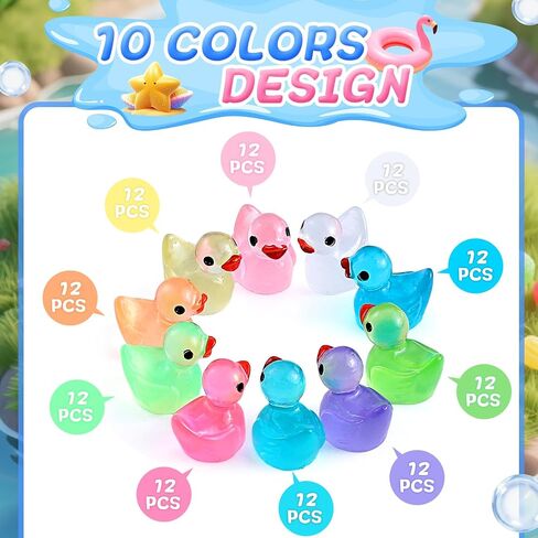 120 Pcs Mini Ducks Glitter Resin Ducks Tiny Ducks Mini Resin Animals Figures to Hide for Fairy Garden Accessories Micro Landscape Aquarium Ornaments Kit Dollhouse Decor Crafts in Kuwait