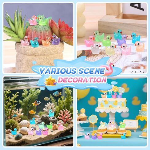 120 Pcs Mini Ducks Glitter Resin Ducks Tiny Ducks Mini Resin Animals Figures to Hide for Fairy Garden Accessories Micro Landscape Aquarium Ornaments Kit Dollhouse Decor Crafts in Kuwait