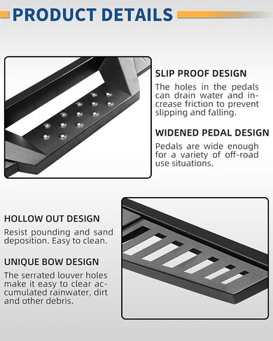 Roader JL Running Boards for 2018-2022 2023 2024 JEEP WRANGLER JL 4 DOOR ، SEDPOND SELED STEPS RAILS ، Bow Design Nerf Bars ، Black Powder Plated Sliped Slive-On ANTER BANS (NO for 2D & JK) in Kuwait