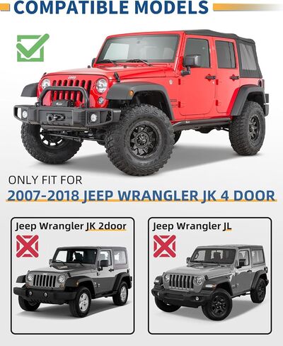 Roader JL Running Boards for 2018-2022 2023 2024 JEEP WRANGLER JL 4 DOOR ، SEDPOND SELED STEPS RAILS ، Bow Design Nerf Bars ، Black Powder Plated Sliped Slive-On ANTER BANS (NO for 2D & JK) in Kuwait