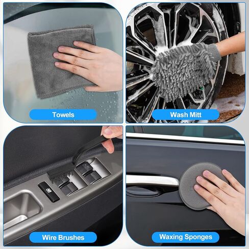 Thinkwork Windshield Cleaner Tool ، مجموعة التنظيف الداخلية للسيارة ، تفاصيل السيارة منظفًا داخليًا مع 10pcs تفاصيل مجموعة الفرشاة ، لوازم وملحقات تلقائية رمادية in Kuwait