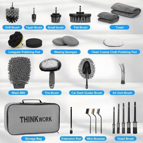 Thinkwork Windshield Cleaner Tool ، مجموعة التنظيف الداخلية للسيارة ، تفاصيل السيارة منظفًا داخليًا مع 10pcs تفاصيل مجموعة الفرشاة ، لوازم وملحقات تلقائية رمادية in Kuwait