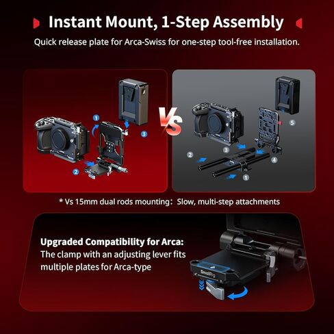 SMALLRIG Foldable V Mount Battery Plate Kit Pro, w/QR Plate for Arca, LCD Screen Protection Bracket & Cable Clips, All-in One Compact Camera Video Rig for Mirrorless/DSLR, for NEEWER V Mount Battery in Kuwait