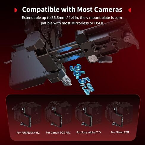 SMALLRIG Foldable V Mount Battery Plate Kit Pro, w/QR Plate for Arca, LCD Screen Protection Bracket & Cable Clips, All-in One Compact Camera Video Rig for Mirrorless/DSLR, for NEEWER V Mount Battery in Kuwait