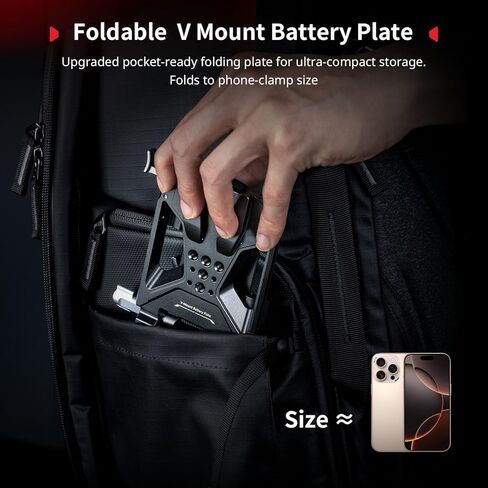 SMALLRIG Foldable V Mount Battery Plate Kit Pro, w/QR Plate for Arca, LCD Screen Protection Bracket & Cable Clips, All-in One Compact Camera Video Rig for Mirrorless/DSLR, for NEEWER V Mount Battery in Kuwait