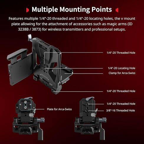SMALLRIG Foldable V Mount Battery Plate Kit Pro, w/QR Plate for Arca, LCD Screen Protection Bracket & Cable Clips, All-in One Compact Camera Video Rig for Mirrorless/DSLR, for NEEWER V Mount Battery in Kuwait