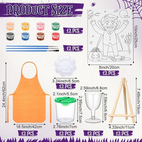 SHERR 96 PCS 12 SETS KIT CANVAS PREAN FOR PANDAY SIP and Paint Kit للبالغين المطبوعون مسبقًا اللوحة اللوحة لصالح هدايا عيد ميلاد DIY الافتراضية ، 8 × 10 بوصات (Retro) in Kuwait