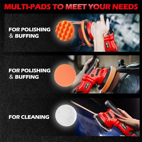 ملمع عازل من سيلفيل، ملمع بقدرة 1600 وات 7 بوصة/6 بوصة لتفصيل السيارة، ماكينة الشمع، 7 سرعات متغيرة، مع 6 وسادات إسفنجية، 3 وسادات صوف، حقيبة تغليف، لتلميع القوارب وإزالة الشعر بالشمع، أحمر in Kuwait