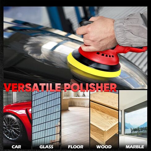 ملمع عازل من سيلفيل، ملمع بقدرة 1600 وات 7 بوصة/6 بوصة لتفصيل السيارة، ماكينة الشمع، 7 سرعات متغيرة، مع 6 وسادات إسفنجية، 3 وسادات صوف، حقيبة تغليف، لتلميع القوارب وإزالة الشعر بالشمع، أحمر in Kuwait