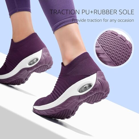 HKR Women's Walking Shoes Arch Support Non Slip Work Shoes Breathable Knit Upper Lightweight for Plantar Fasciitis in Saudi Arabia