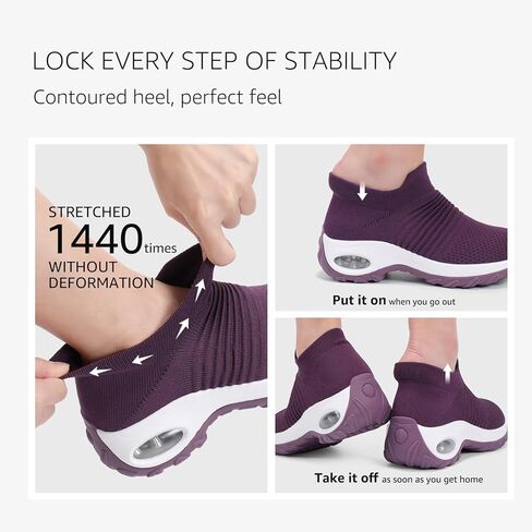 HKR Women's Walking Shoes Arch Support Non Slip Work Shoes Breathable Knit Upper Lightweight for Plantar Fasciitis in Saudi Arabia