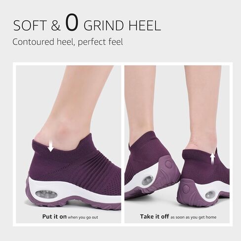 HKR Women's Walking Shoes Arch Support Non Slip Work Shoes Breathable Knit Upper Lightweight for Plantar Fasciitis in Saudi Arabia