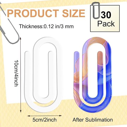 Decorative Jumbo Paper Clips, 4x2 Inches, 15-Pack, Acrylic Sublimation Design,Personalized Office Paperclips for Home, Gift, Crafts, Classroom, School, Teacher, Document Organize Supplies in Saudi Arabia