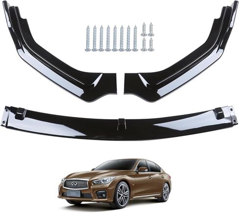 Muco 3pcs جديدة من الأمام الأمامية الأمامية الأمامية متوافقة مع Infiniti Q50 Base 2018 2019 2020 2021 2022 2023 2024 Car Front Spoiler-Carbon Look Front Spoiler Not Fit Q50 Sport in Kuwait