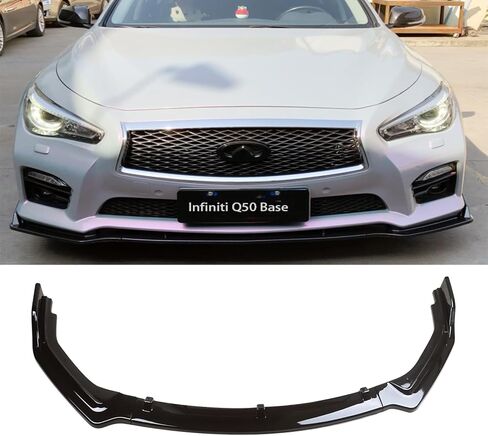 Muco 3pcs جديدة من الأمام الأمامية الأمامية الأمامية متوافقة مع Infiniti Q50 Base 2018 2019 2020 2021 2022 2023 2024 Car Front Spoiler-Carbon Look Front Spoiler Not Fit Q50 Sport in Kuwait
