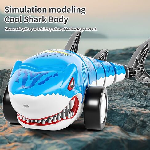 Remote Control Shark Cars Toy,RC Toy Car, RC Monster Truck for Boys 6-12 Year Old,360°Rolling Turns & Slides with Lights Cool Outdoor Toys Birthday Gift for Boy Kids Gifts (Black) in Saudi Arabia