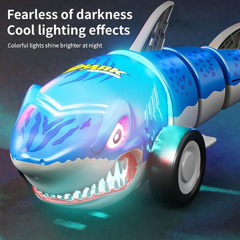 Remote Control Shark Cars Toy,RC Toy Car, RC Monster Truck for Boys 6-12 Year Old,360°Rolling Turns & Slides with Lights Cool Outdoor Toys Birthday Gift for Boy Kids Gifts (Black) in Saudi Arabia