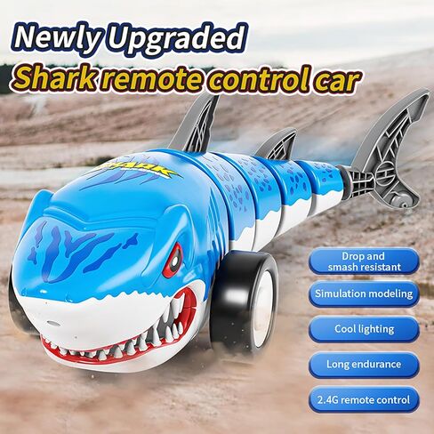 Remote Control Shark Cars Toy,RC Toy Car, RC Monster Truck for Boys 6-12 Year Old,360°Rolling Turns & Slides with Lights Cool Outdoor Toys Birthday Gift for Boy Kids Gifts (Black) in Saudi Arabia