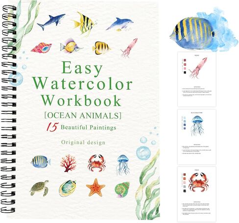Watercolor Workbooks, 16 Colors Water Color Books Paint Set for Adults, Watercolor Coloring Book for Beginners, Water Color Workbook, 15 Beautiful Paintings for Beginners (Plants) in Saudi Arabia