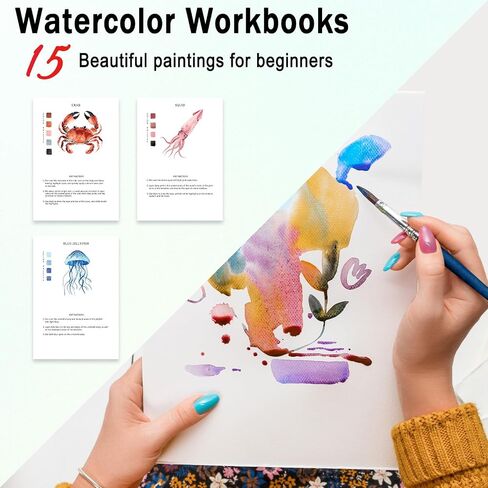 Watercolor Workbooks, 16 Colors Water Color Books Paint Set for Adults, Watercolor Coloring Book for Beginners, Water Color Workbook, 15 Beautiful Paintings for Beginners (Plants) in Saudi Arabia